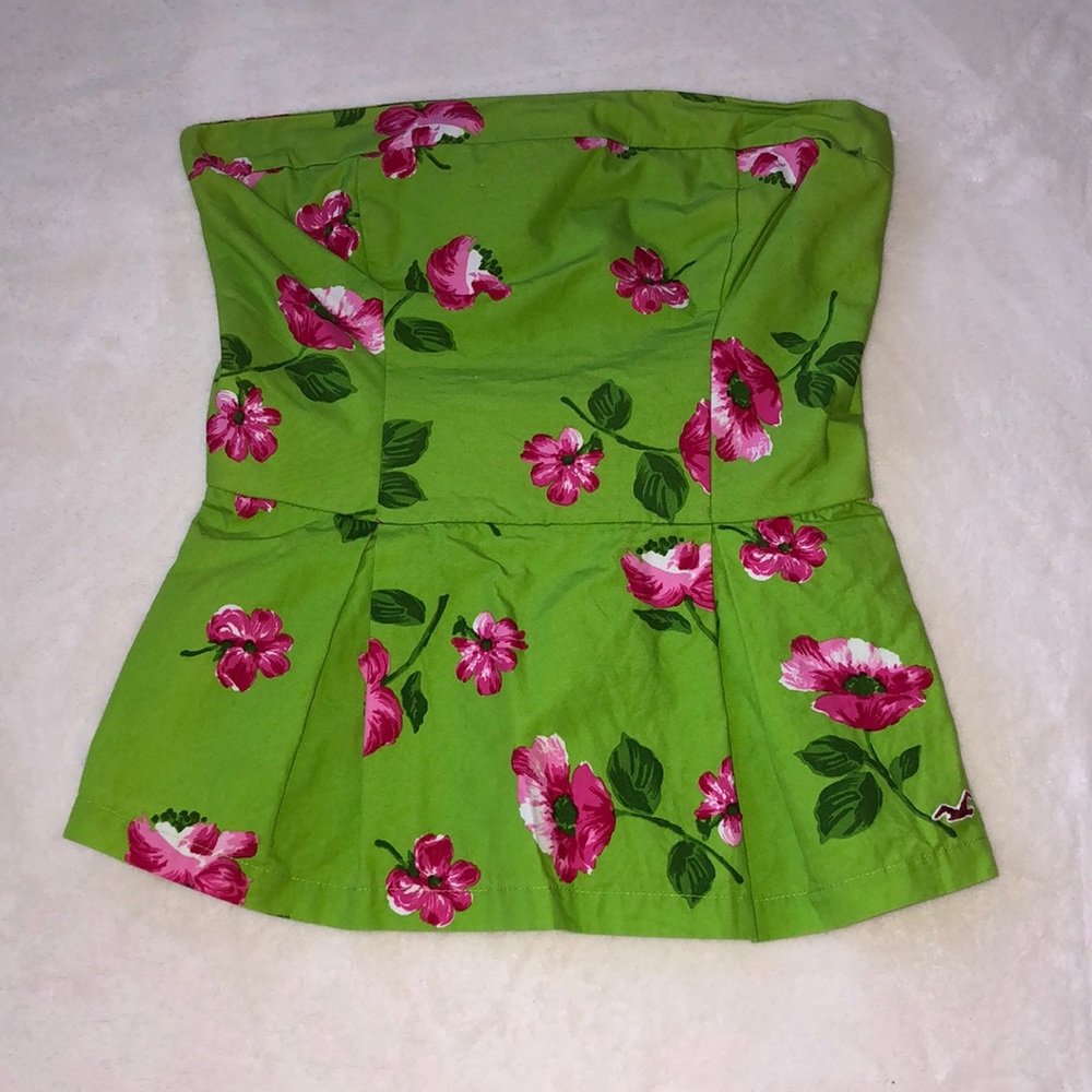 Hollister Peplum Floral Tube Top Size Medium